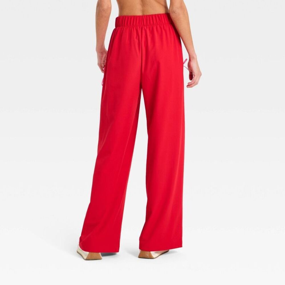 Women's Woven High-Rise Bow Track Pants - All In Motion Red M - Picture 2 of 5
